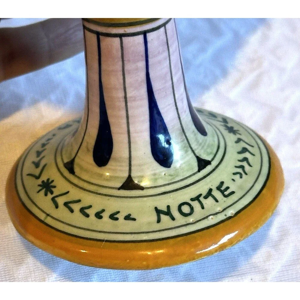 Italian pottery candle holder Buona Notte 629 Italy art dragon vintage